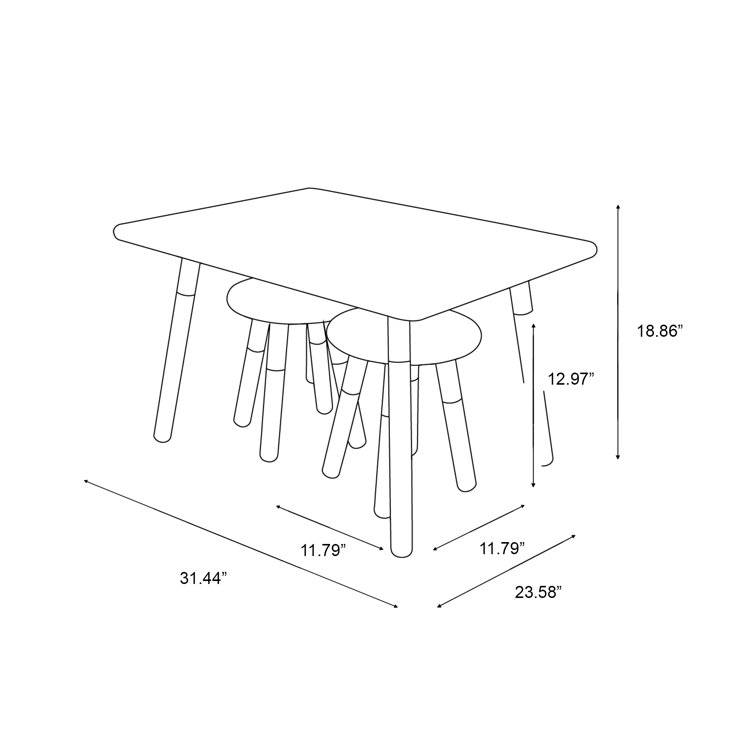White and Natural Wood Kids Activity Table and Stool Set