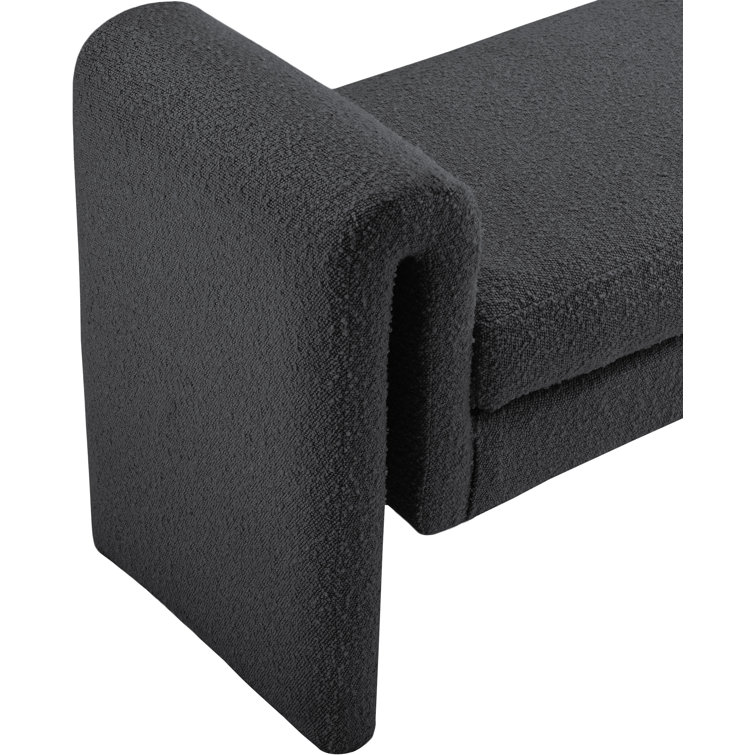 Contemporary Black Boucle Fabric Upholstered Bench