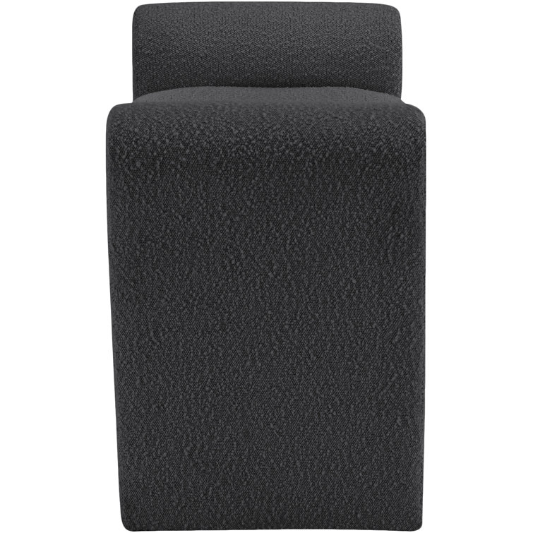 Contemporary Black Boucle Fabric Upholstered Bench
