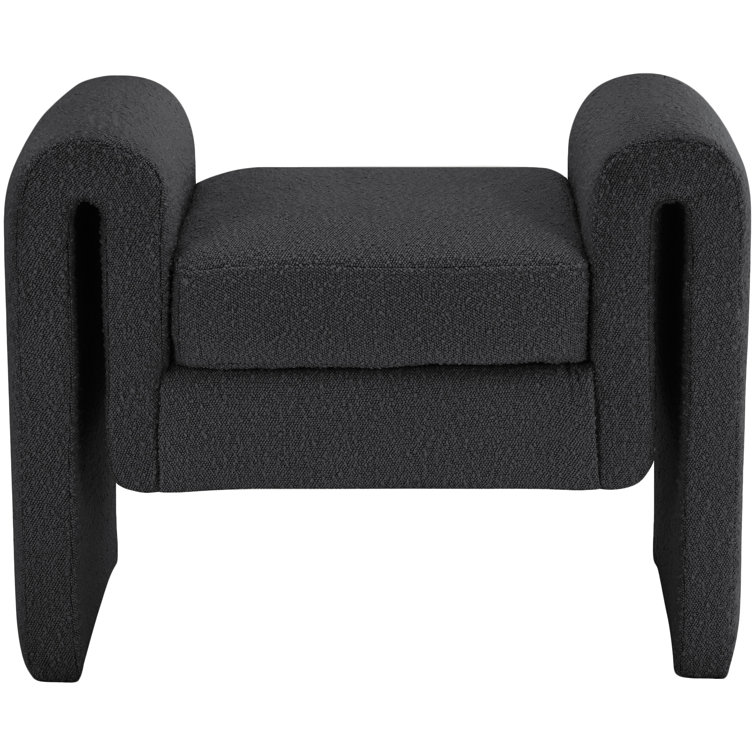 Contemporary Black Boucle Fabric Upholstered Bench