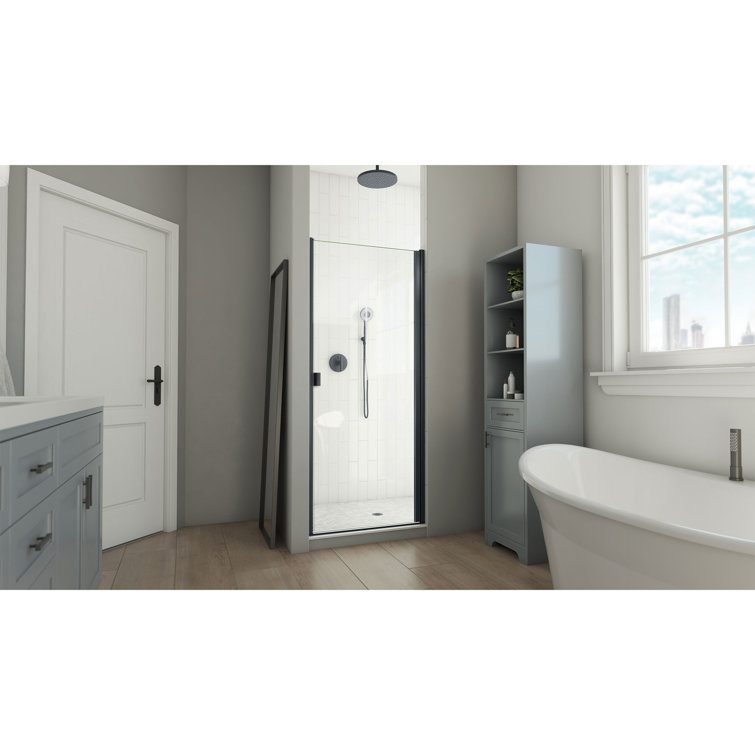 Matte Black Semi-Frameless Swing Shower Door with Clear Glass