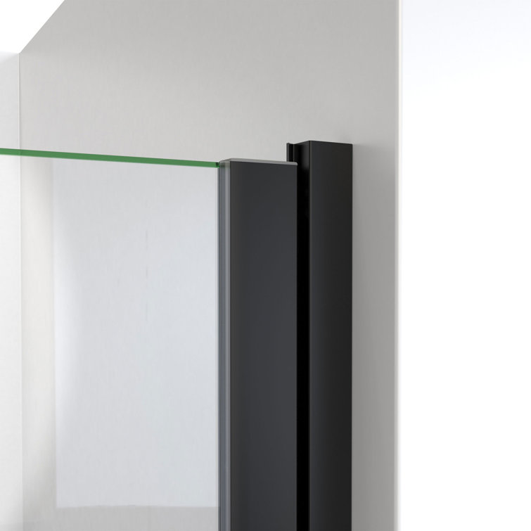 Matte Black Semi-Frameless Swing Shower Door with Clear Glass