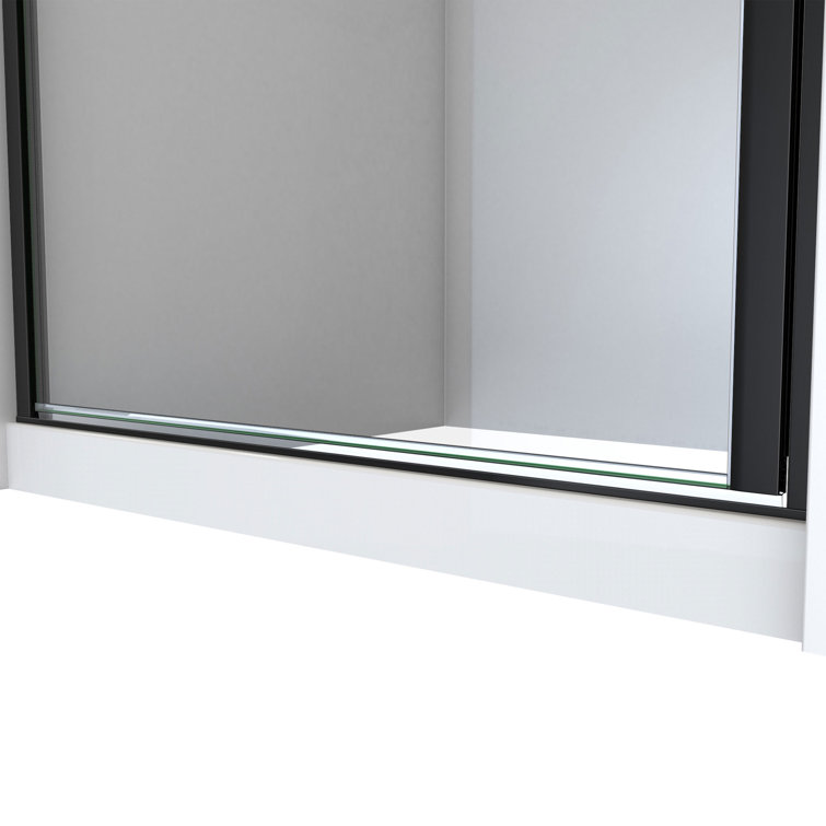 Matte Black Semi-Frameless Swing Shower Door with Clear Glass