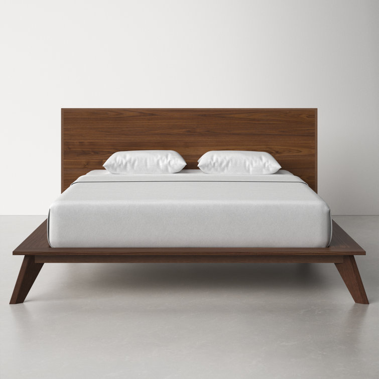Black Oak Queen Platform Bed with Headboard and Drawer
