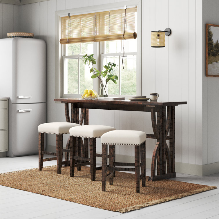 Fairview Oak 4-Piece Counter Height Dining Set with Cream Stools