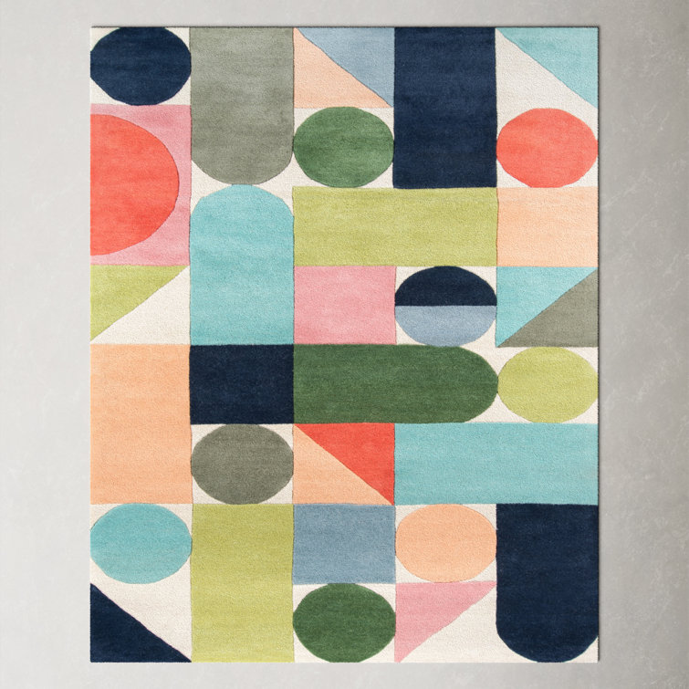 Geometric Multicolor Wool Hand-Tufted Runner Rug
