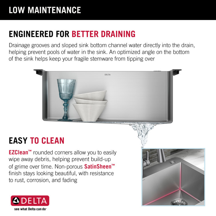 Delta Marca Drop-In Stainless Steel Single Bowl Kitchen Sink, 25" x 22"