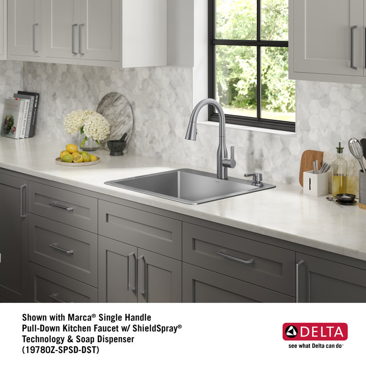 Delta Marca Drop-In Stainless Steel Single Bowl Kitchen Sink, 25" x 22"
