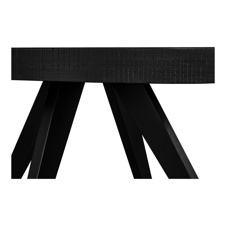 Transitional Rustic Acacia Wood Round Dining Table with Black Legs