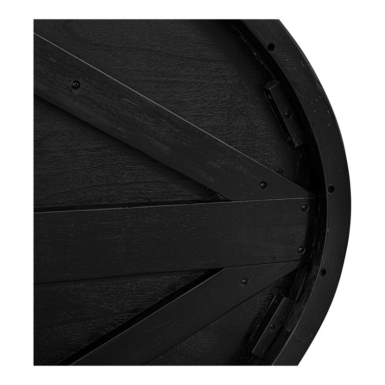 Transitional Rustic Acacia Wood Round Dining Table with Black Legs