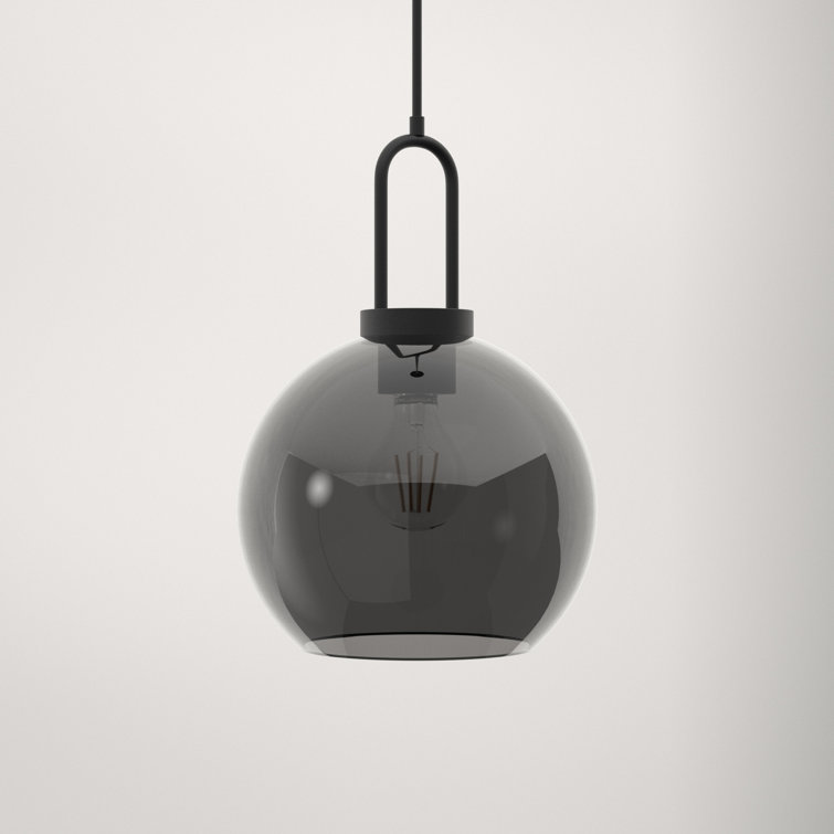 Matte Black and Smoke Glass Globe Pendant Light