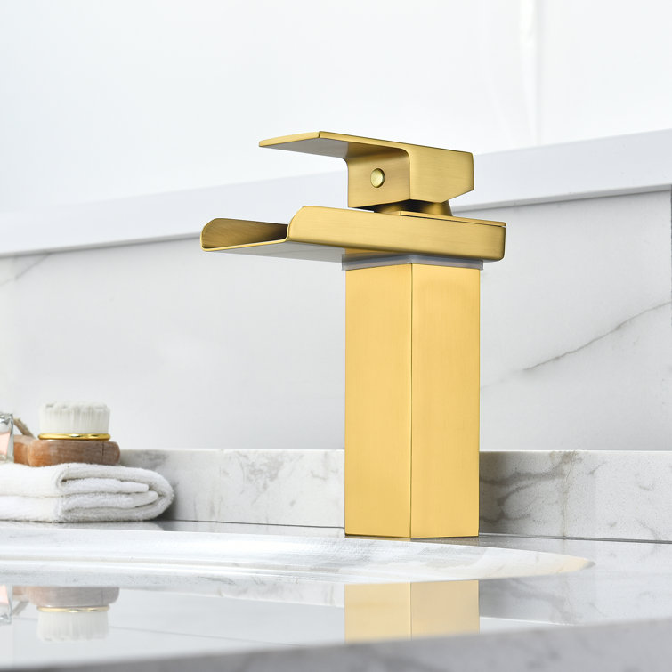 Brushed Gold Single-Handle Waterfall Bathroom Faucet
