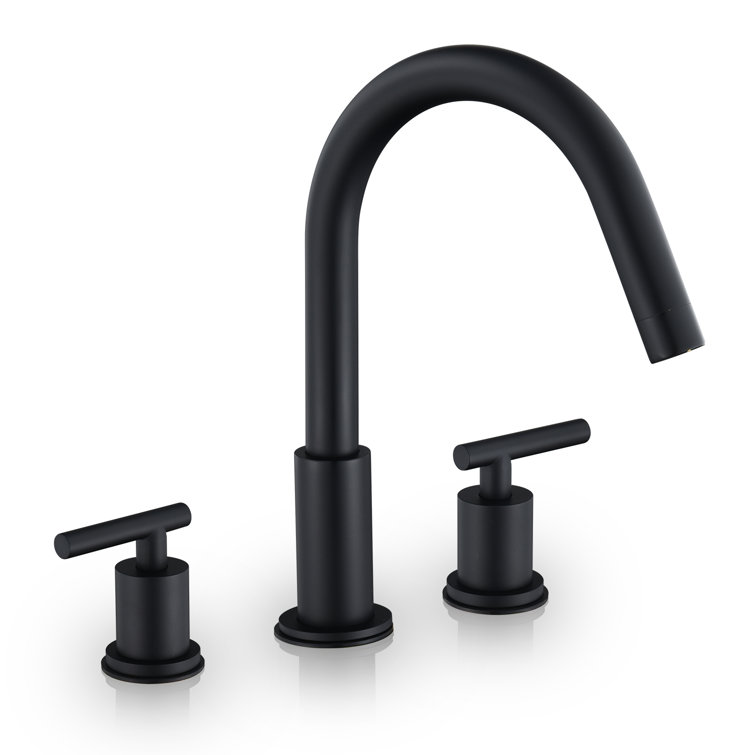 Matte Black Brass Widespread 2-Handle Bathroom Faucet