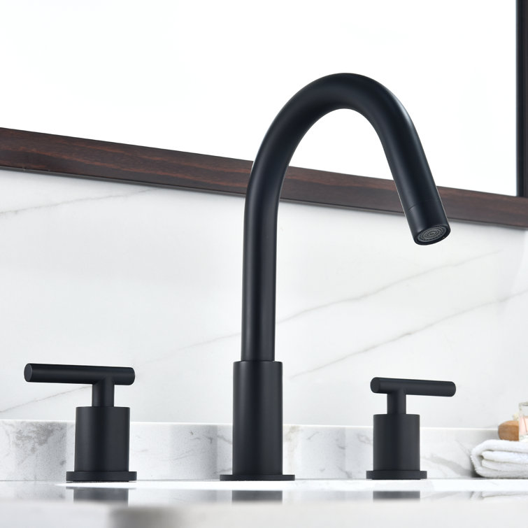 Matte Black Brass Widespread 2-Handle Bathroom Faucet