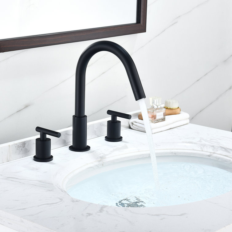 Matte Black Brass Widespread 2-Handle Bathroom Faucet