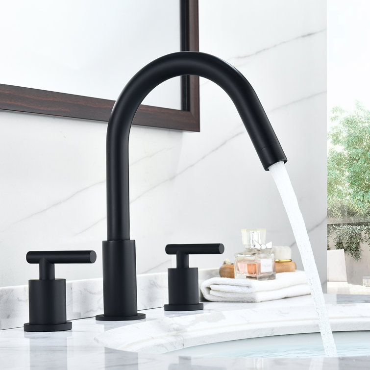 Matte Black Brass Widespread 2-Handle Bathroom Faucet