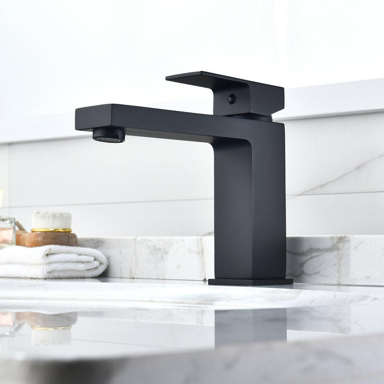 Aalst Matte Black Solid Brass Single Handle Bathroom Faucet