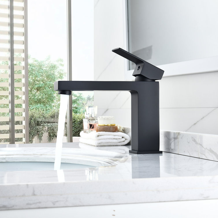 Aalst Matte Black Solid Brass Single Handle Bathroom Faucet