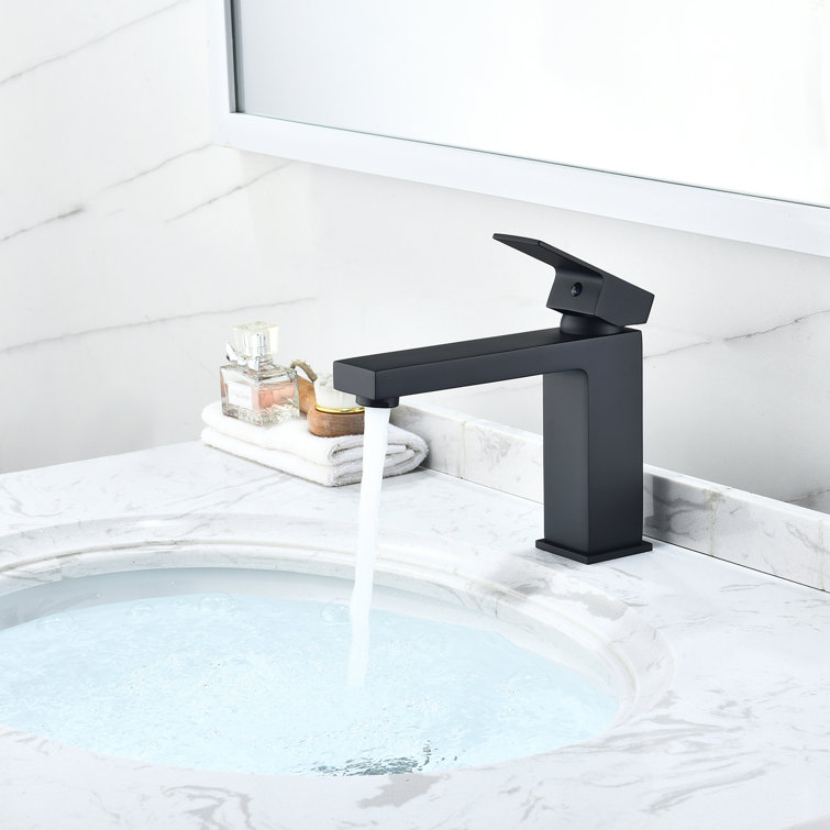 Aalst Matte Black Solid Brass Single Handle Bathroom Faucet