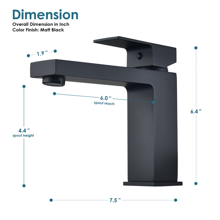 Aalst Matte Black Solid Brass Single Handle Bathroom Faucet