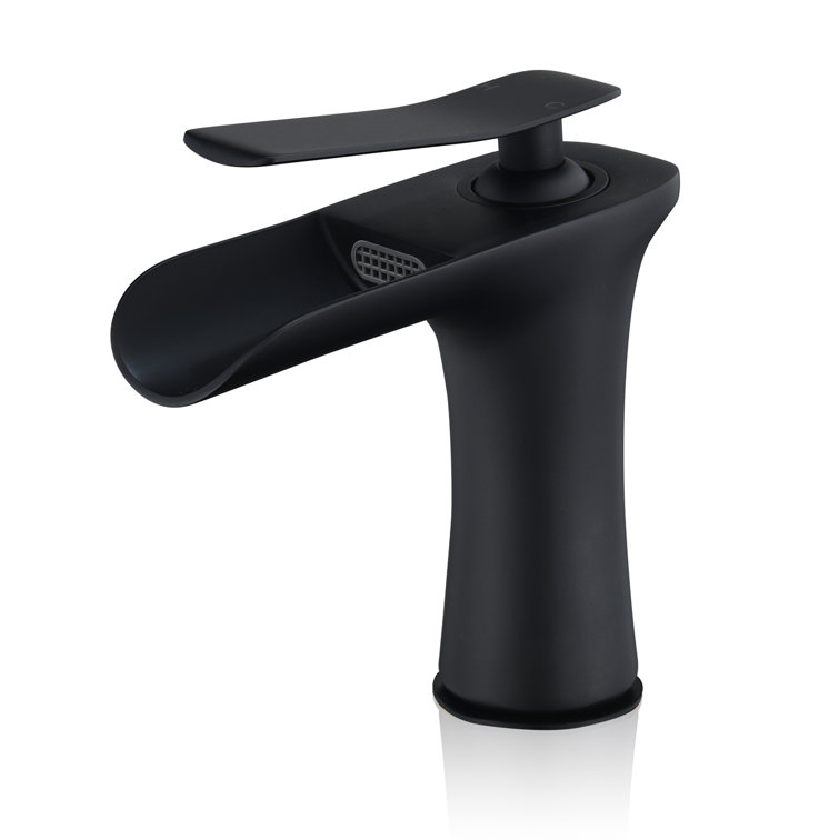 Matte Black Solid Brass Single-Handle Waterfall Bathroom Faucet