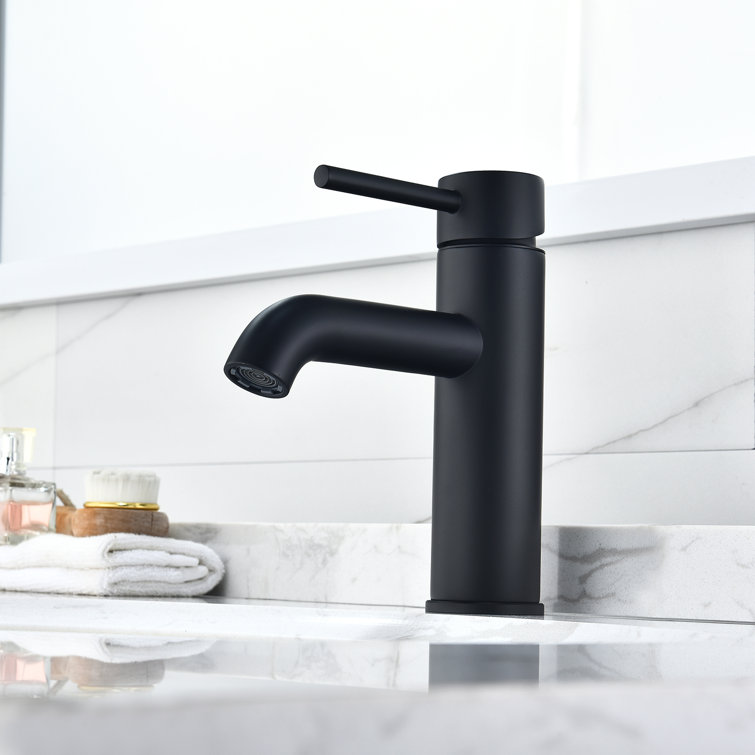 Matte Black Brass Single-Handle Bathroom Faucet