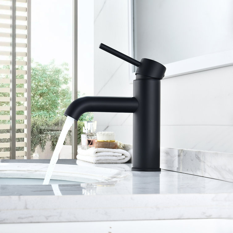 Matte Black Brass Single-Handle Bathroom Faucet