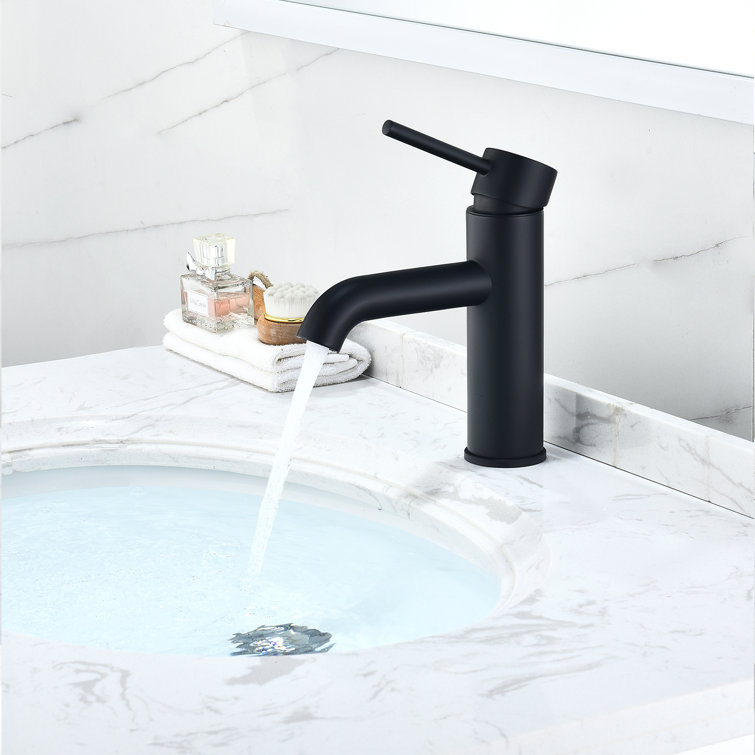 Matte Black Brass Single-Handle Bathroom Faucet