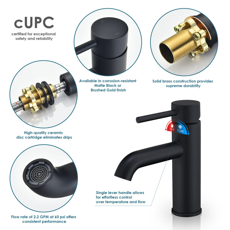 Matte Black Brass Single-Handle Bathroom Faucet