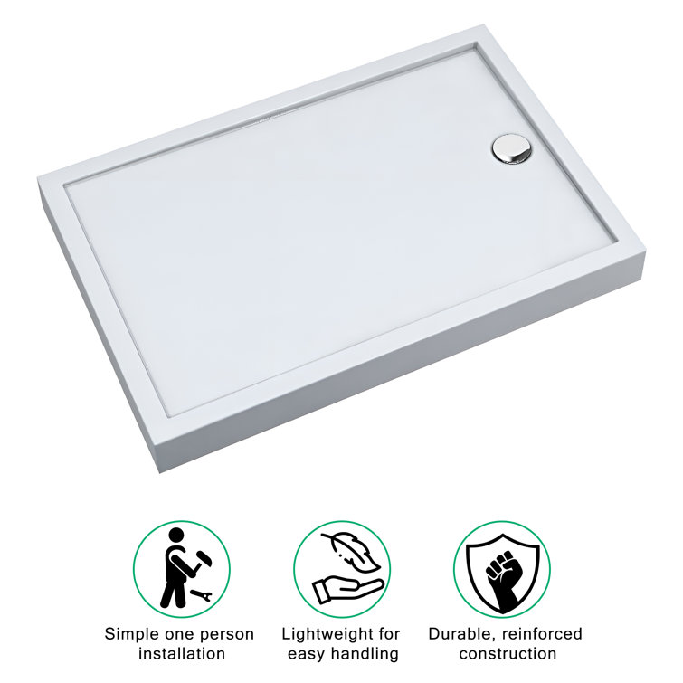 Jamaica 48" x 36" White Rectangular Shower Base
