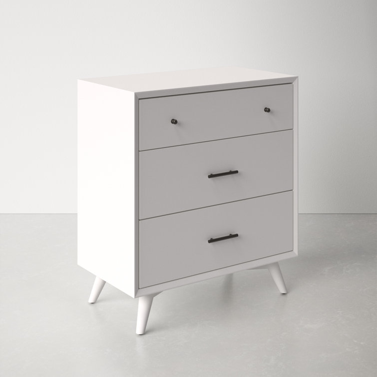 Flynn Transitional 3-Drawer Solid Mahogany Chest in White