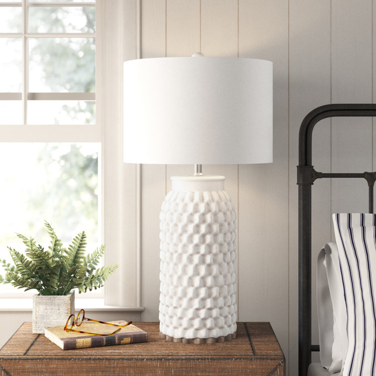 Cream Crackle Ceramic Table Lamp with Linen Shade