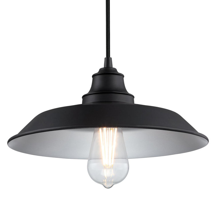 Matte Black Industrial Pulley Pendant Light with Glass Shade