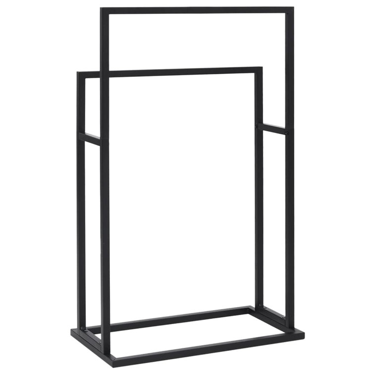 Black Iron Freestanding 2-Tier Towel Rack