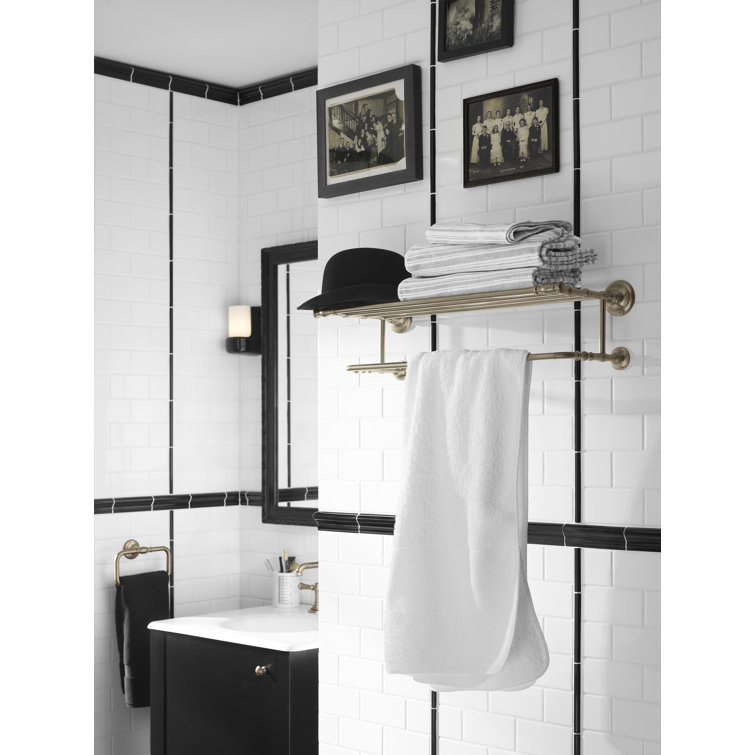 Polished Chrome Wall Mounted Metal Towel Shelf