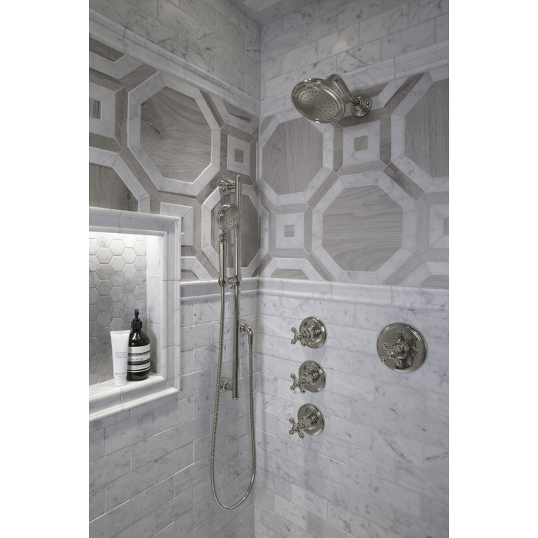 Polished Chrome Cross Handle Wall-Mounted Valve Trim