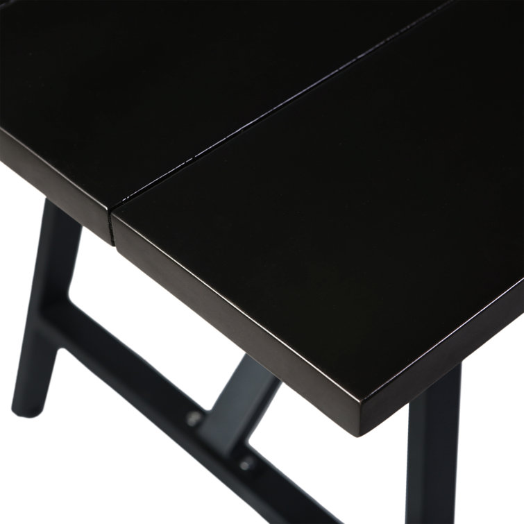 Dark Eucalyptus and Black Metal 4-Person Outdoor Dining Set with Cushions