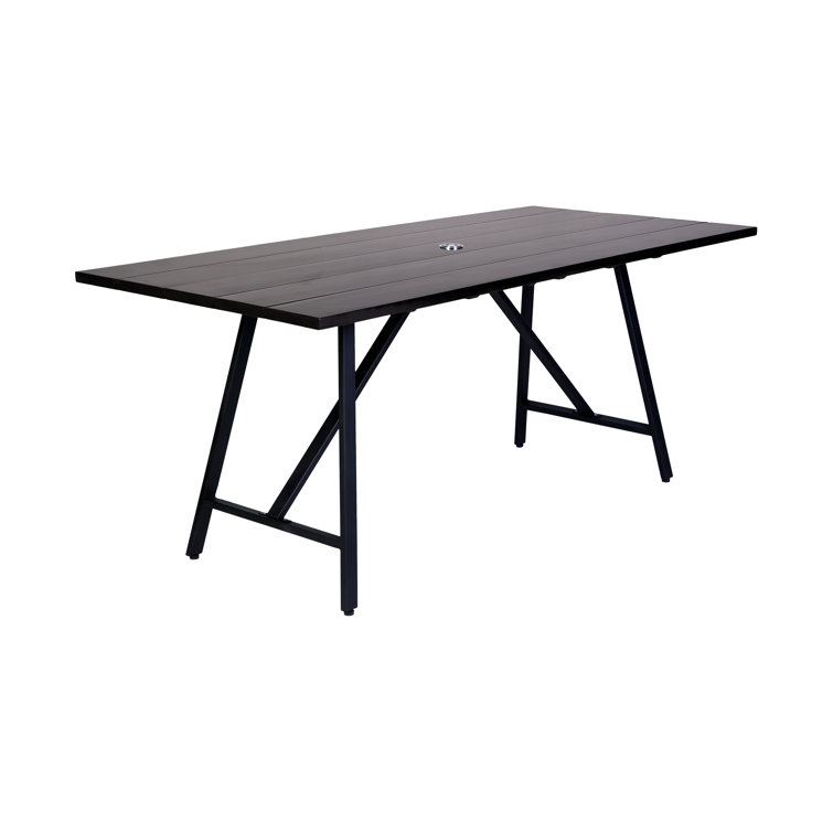 Dark Eucalyptus and Black Metal 4-Person Outdoor Dining Set with Cushions