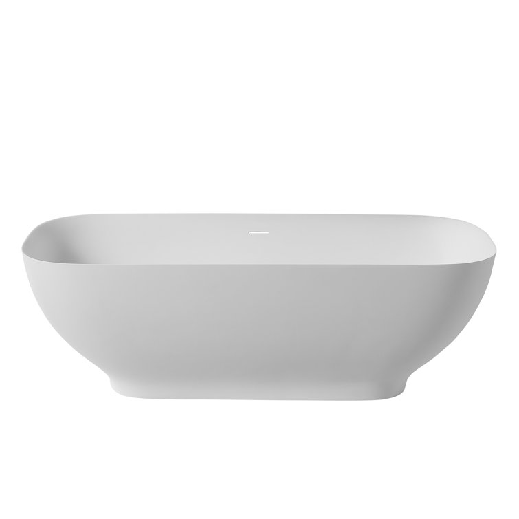 67'' White Solid Surface Freestanding Soaking Bathtub