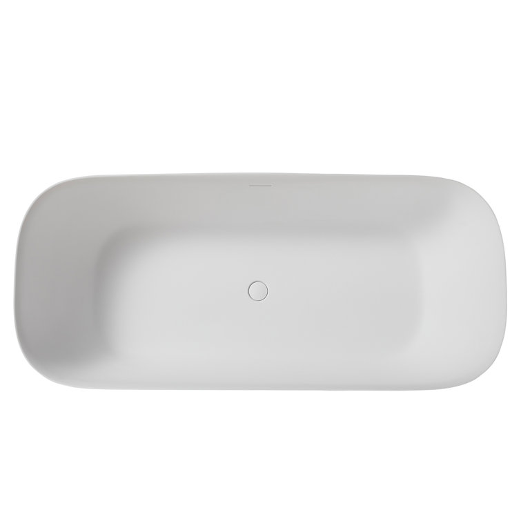 67'' White Solid Surface Freestanding Soaking Bathtub