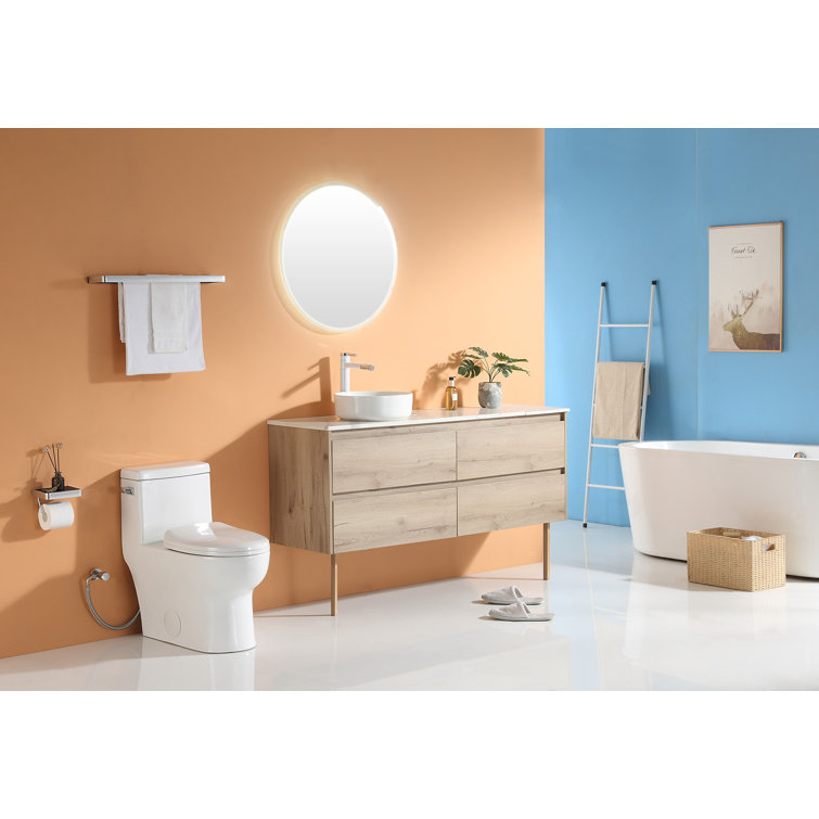 White Ceramic Elongated Dual Flush One-Piece Toilet