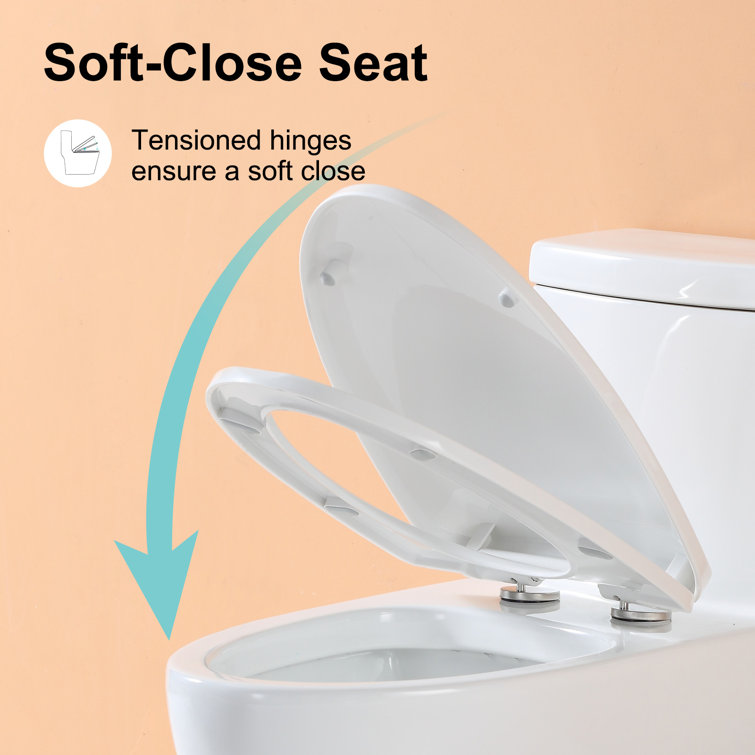 White Ceramic Elongated Dual Flush One-Piece Toilet