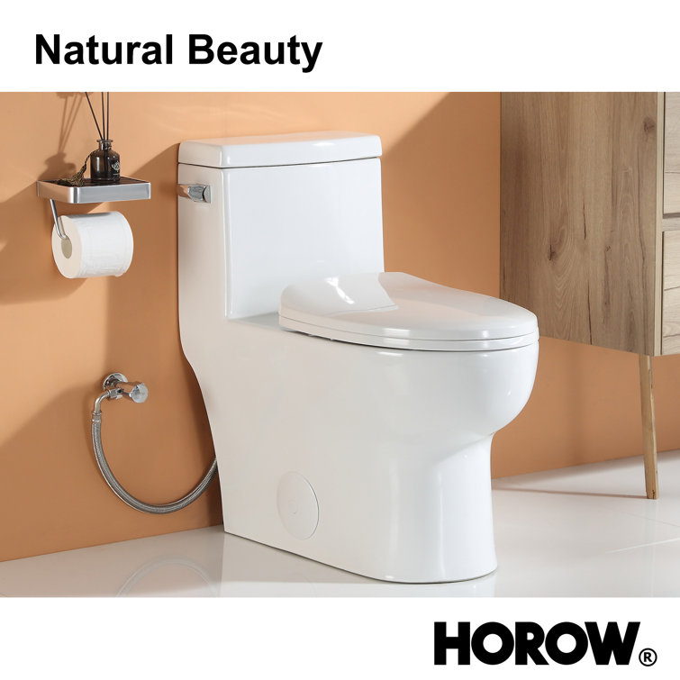 White Ceramic Elongated Dual Flush One-Piece Toilet