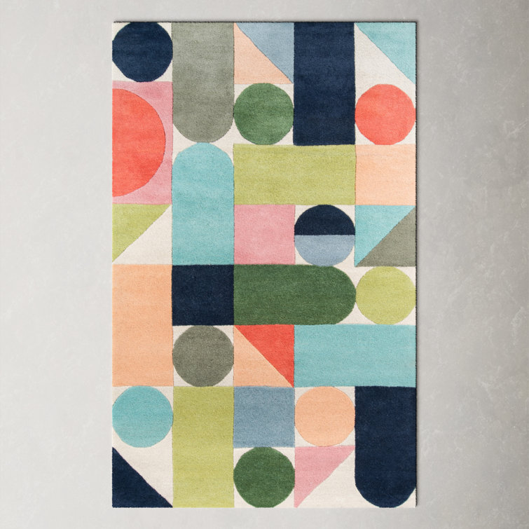 Geometric Multicolor Wool Hand-Tufted Runner Rug