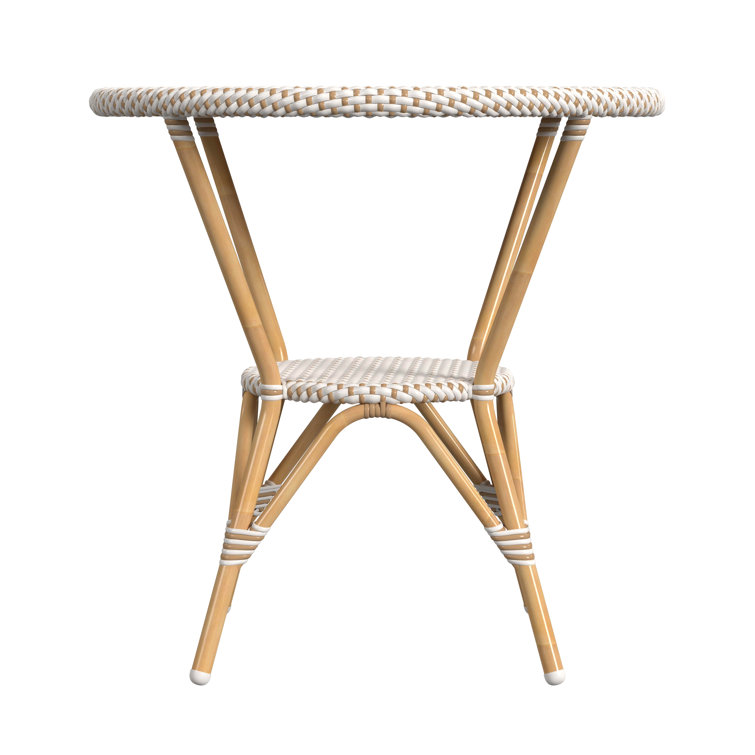 Tobias Beige and White Outdoor Rattan Bistro Table