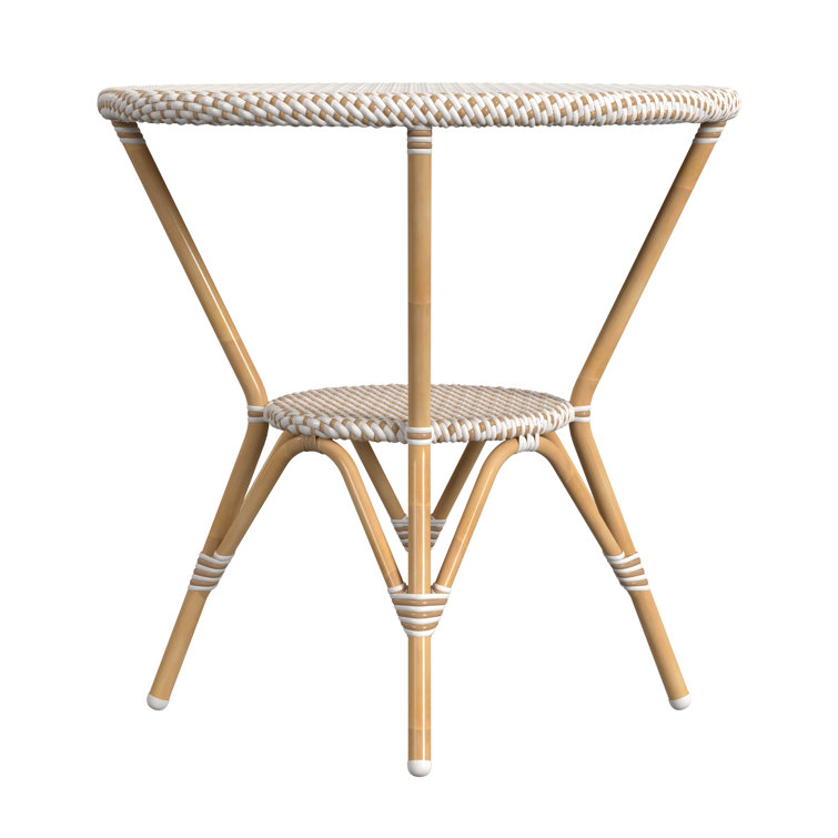 Tobias Beige and White Outdoor Rattan Bistro Table