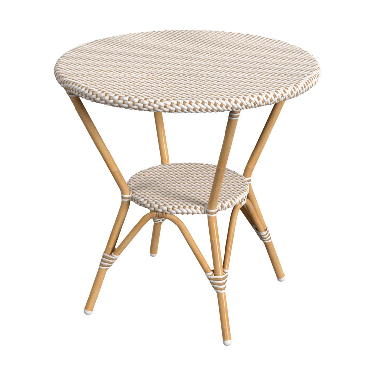 Tobias Beige and White Outdoor Rattan Bistro Table