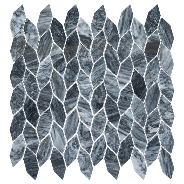 Pebble Elongated Hex Dark Gray Matte Natural Stone Mosaic Tile