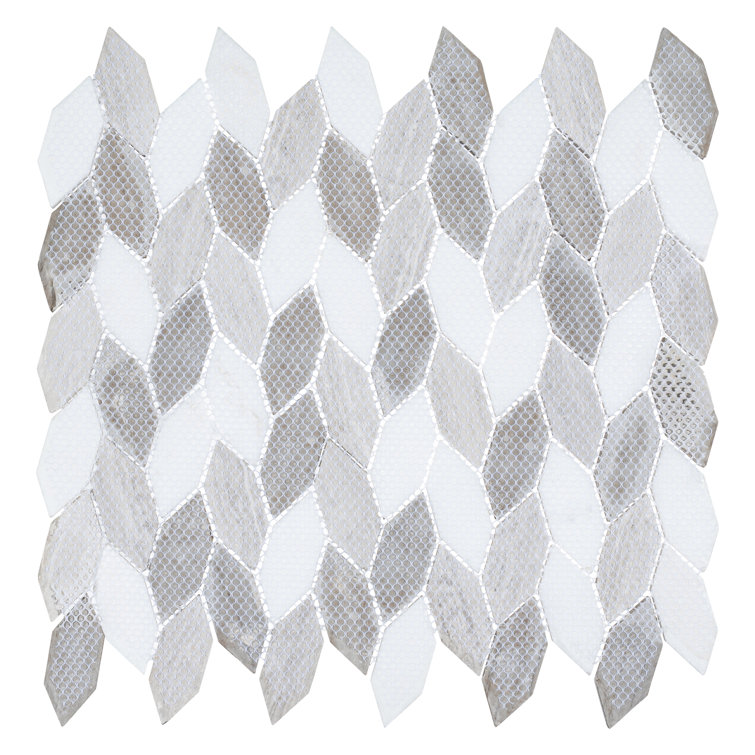 Baskit White Tan and Brown Hexagon Natural Stone Mosaic Tile