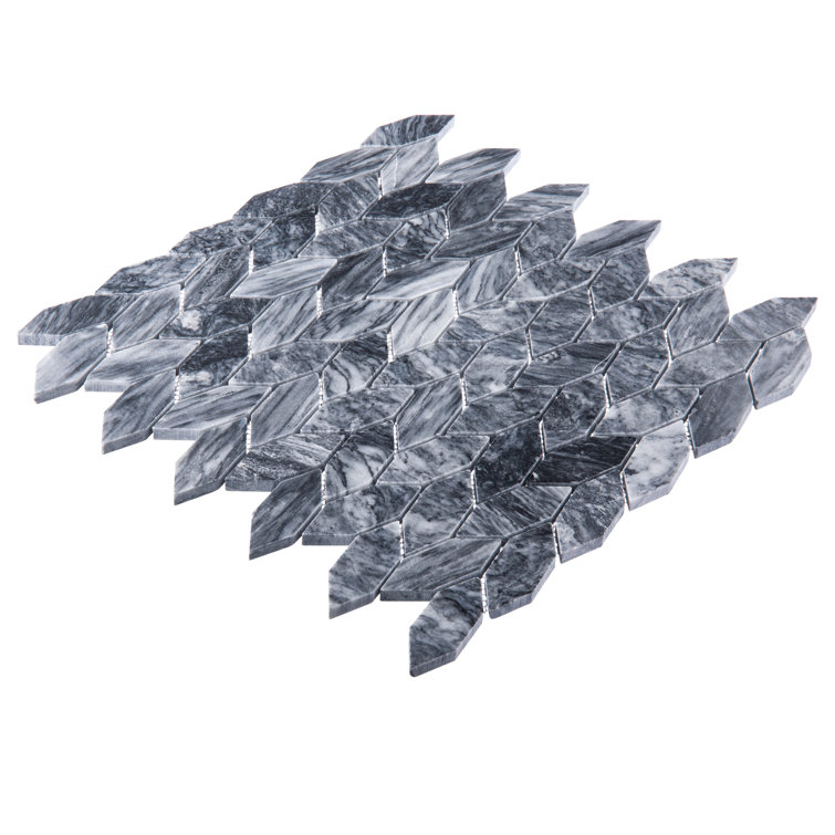 Pebble Elongated Hex Dark Gray Matte Natural Stone Mosaic Tile